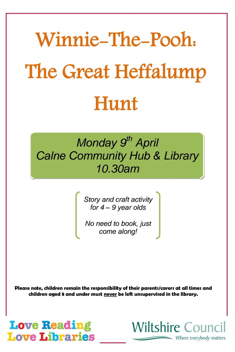 CalneHub's tweet image. Something for the children during school holidays. @calnewordfest @WiltsLibraries  @Calnetc @wiltsgazette  #SchoolsOutCalne