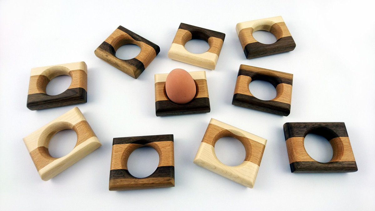 georgemoordsgn's tweet photo. The Easter Sale @ https://t.co/sI4A6ZEmzC is now on, 50% off these funky mixed hardwood egg rings! #buyirish #shoplocal #irishdesign #handmade #eggring #eggcup #ireland #eastersale https://t.co/do6Ow9MvC0