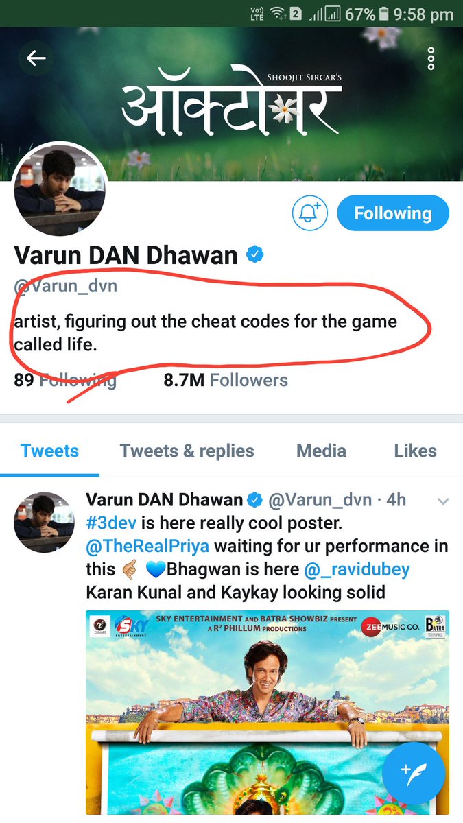 gupta_sagnik's tweet photo. 😂seriously #cheat_code need which will help to #play a #game_called_life😂😂
All the best for👍 @OctoberFilm2018
Hat's off #acting
Hat's off @Varun_dvn 👏👏 https://t.co/7JjslHgNlX