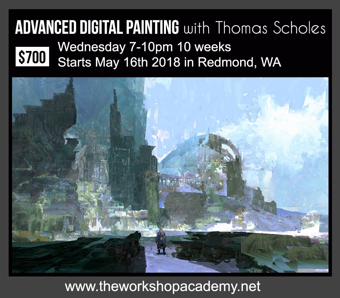 ThomasScholes's tweet image. Hey Seattle/Eastside!

I'm teaching a class at The Workshop Academy this summer - I'll be sharing all the digital painting techniques and methods I've developed over the years as well as some fundamentals of Design and Color.

theworkshopacademy.net…/advancephotoshopthomass…