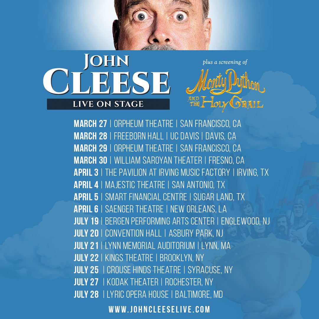 BacklotProject's tweet photo. @JohnCleese starts his tour tonight in #SanFrancisco!  Visit https://t.co/Djf92xmYrD for tickets and more information! @MajesticEmpire @shnsf @ThePavilionTMF @BergenPAC https://t.co/2NqJ4op4cV