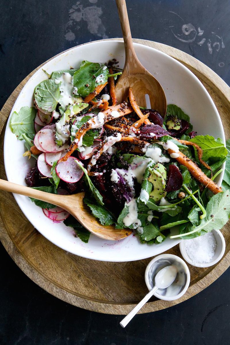 Cilantro_Citron's tweet photo. Love this beautiful Root Vegetable &amp; Quinoa Salad with Tahini-Maple Vinaigrette from @camillestyles https://t.co/tG5G1k1Ixr #vegan #govegan https://t.co/1UUjFXFGnx