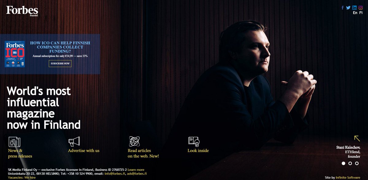 aave's tweet image. 👔 Stani Kulechov on @FORBES
ETHLend CEO and Founder was featured on #FORBES #Finland talking about "Farewell Banks and Venture Capital”. Read interview here: forbes.fi @ForbesSuomi