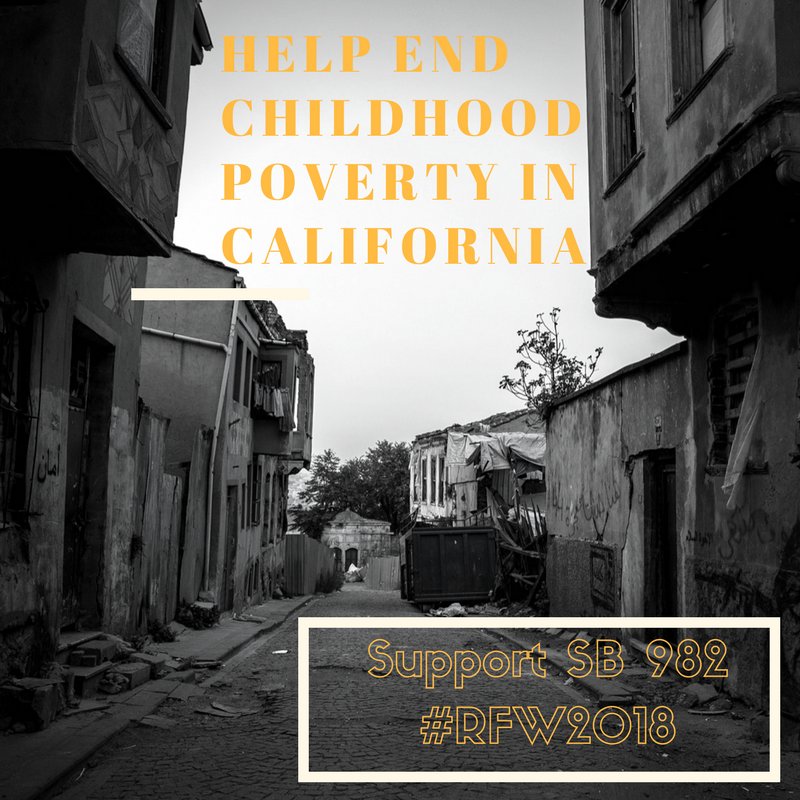 No child should grow up in deep poverty. Children in deep poverty suffer worst outcomes, toxic stress &amp; academic achievement.  Eliminate deep poverty by supporting #SB982  #RFW2018