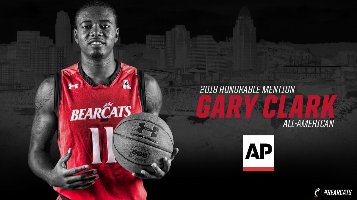 GoBearcatsMBB's tweet photo. Congrats to @Gary11_Clark on being named an @AP Honorable Mention All-American!

📰: https://t.co/mPZP0rDbsH

#Bearcats https://t.co/YaBs0iPYKg