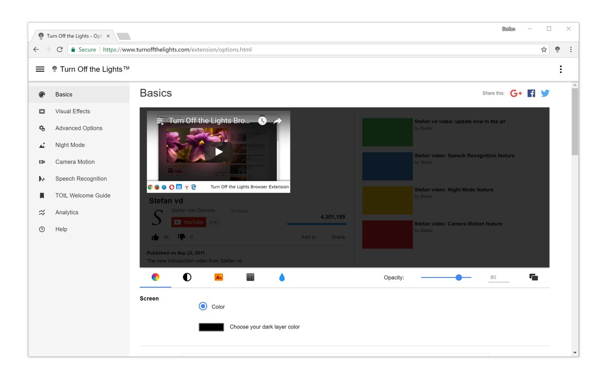 Turn Off the Lights Chrome extension version 4