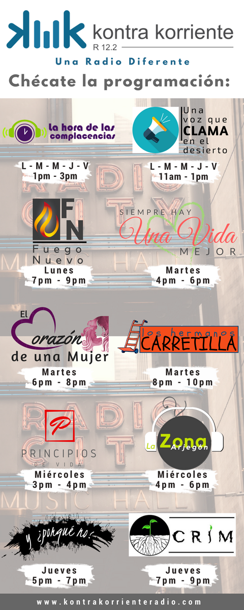 KKorriente's tweet photo. No olvides nuestra programación de Martes!!!
De 11:00 a 10:00pm a través de
https://t.co/5CwFfd5BUG https://t.co/unfbEVjb3m