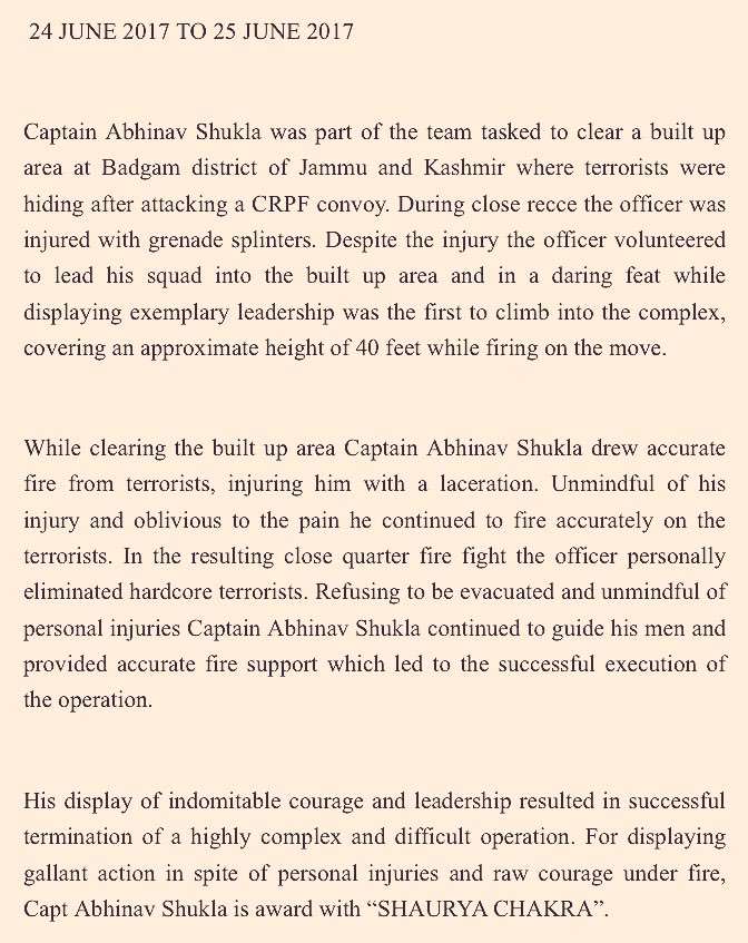 sun_water_light's tweet image. Major Abhinav Shukla of the #ParaSpecialForces receives a Shaurya Chakra today for his leadership despite injuries in an anti-terror op in Badgam last year.