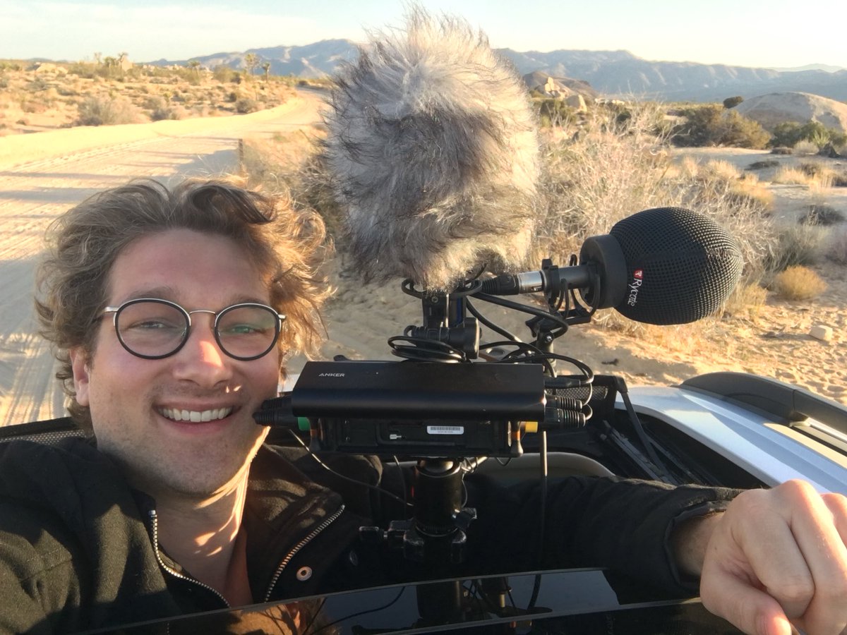 In Joshua Tree this past weekend working on a project. Attached @SennheiserUSA Ambeo alongside some M300s to my rental's roof in search of song dogs (coyotes). Captured some incredible calls at twlight hour. #sounddesign