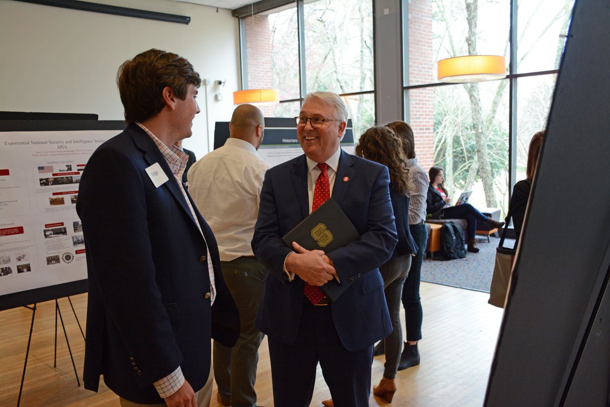 NCStateCHASS's tweet photo. We're excited to host Chancellor Woodson during his visit to the college this afternoon! One of his stops: a poster session with student researchers. #ThinkAndDo https://t.co/24poa7igpu