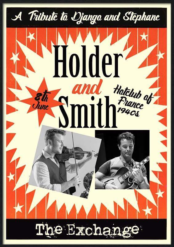 ExchangeDorset's tweet photo. Holder &amp; Smith 
An evening with the music of the Guitar and Violin virtuosi Django Reinhardt and Stephane Grappelli played by two of this country’s finest exponents of this style @Gypo8008 #GypsyFire 
Friday 8th June, 7.30pm
Tickets £12 
Box office 01258 475137 https://t.co/OTt9PYyFBb