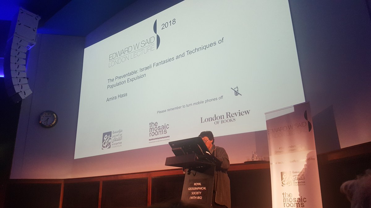MosaicRooms's tweet photo. Amira Hass - the example of official road signs in Hebrew and ignoring Palestinian villages demonstrate 'the Israeli Jewish wish that Palestinians do not exist' #SaidLondonLect https://t.co/gb71YOkiH8