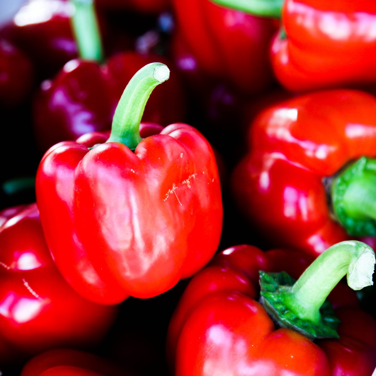 Fun food fact: Red bell peppers are green bell peppers that have been left on the vine to continue to ripen.