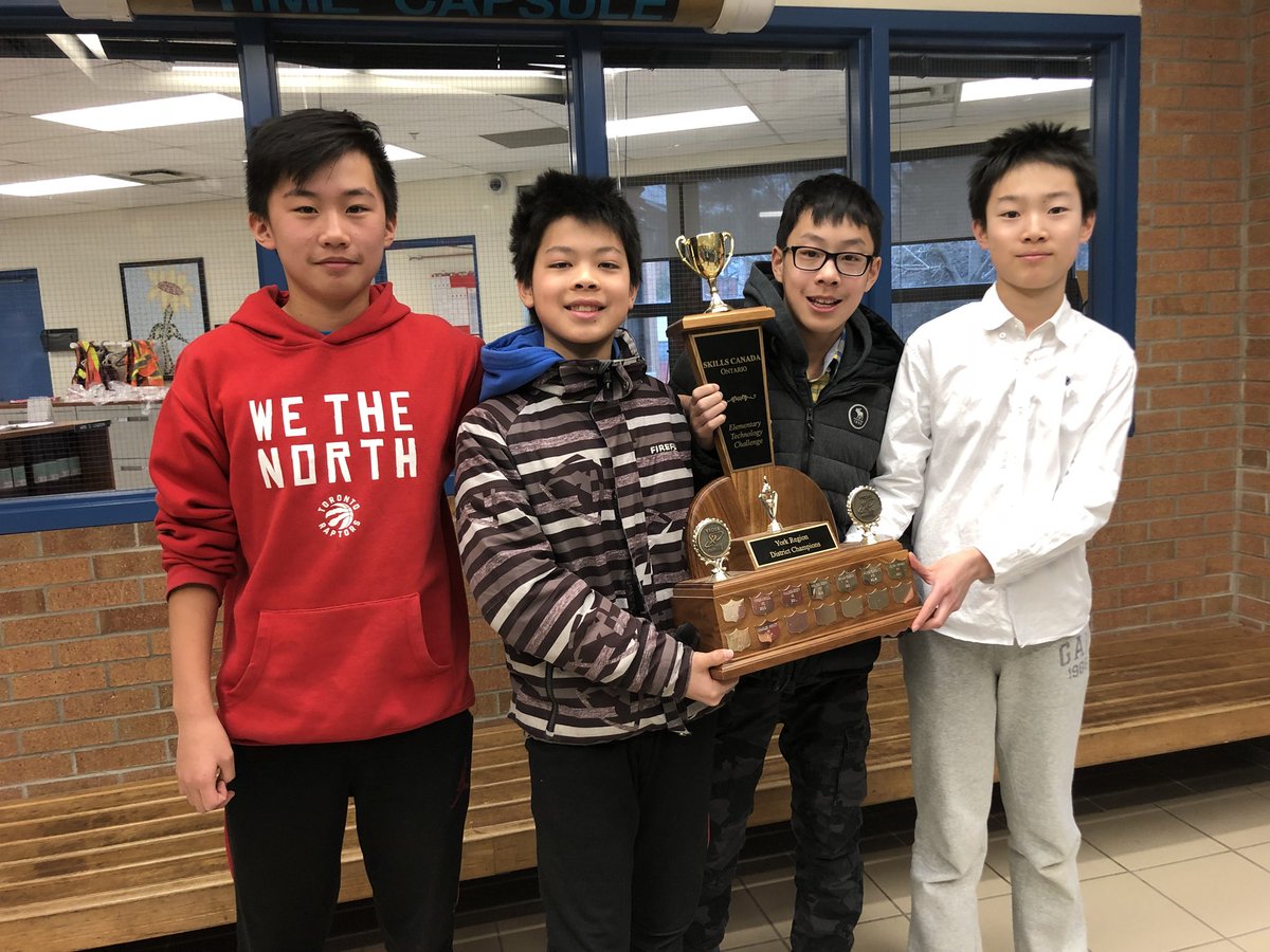 YRDSBPathways's tweet photo. #YRSC2018 The #engineering design team from #CharlesHowittPS got a special delivery this morning #trophy 1st place @peoyork event last week. They are looking forward to representing @YRDSB at the annual @skillsontario on May 7, 2018 @mfrank_76 @BadianiReshma https://t.co/CQc9UFeek3