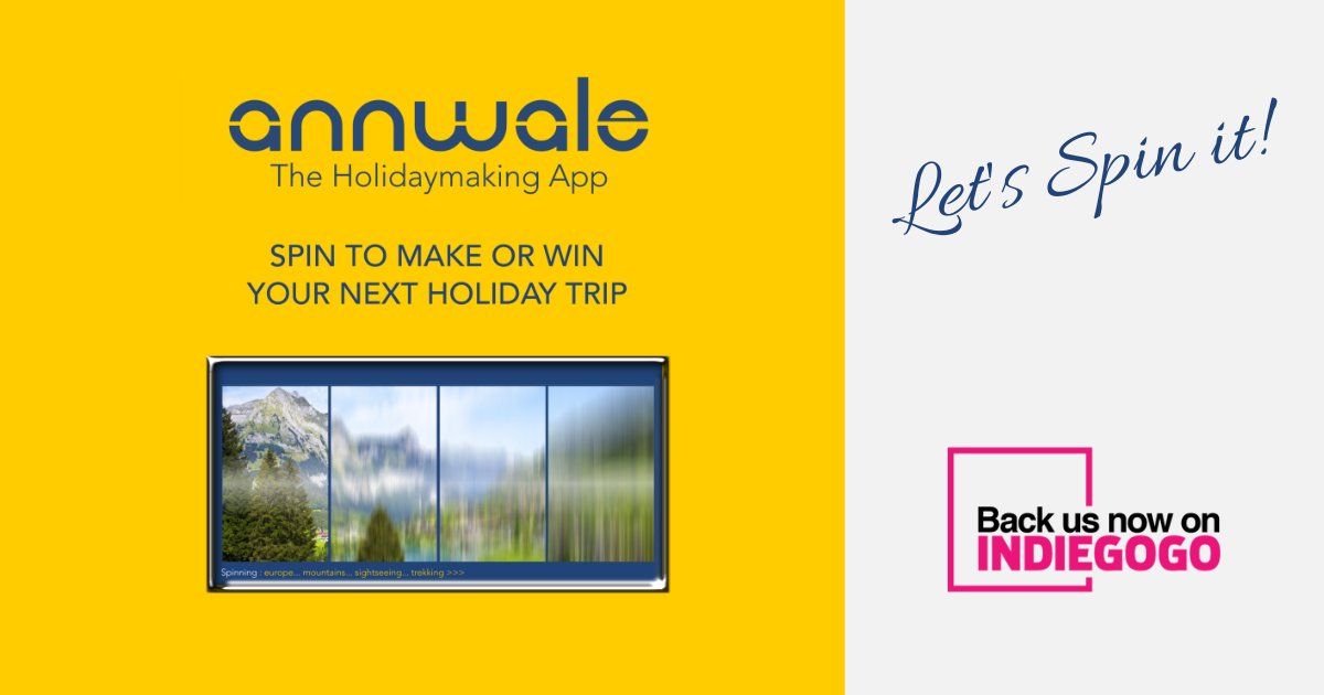 AlainBertrandmu's tweet image. @AB_INNOV is developping the ultimate intelligent #Holidaymaking #MobileApp #ANNWALE. Organize or WIN your best #Holiday trip or #Travel by simply spinning slots on your device. Check it out bit.ly/annwale_indi Stay in touch for more news on #Indigogo