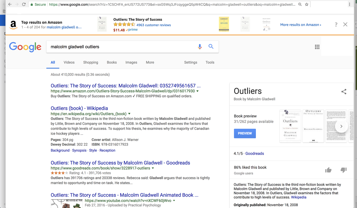 MTurek's tweet photo. Anyone else seen this at the top of the Google SERP? (Note Amazon banner) Any idea exactly what this is @sengineland? #SEM #DigitalMarketing https://t.co/DqXWessxIS