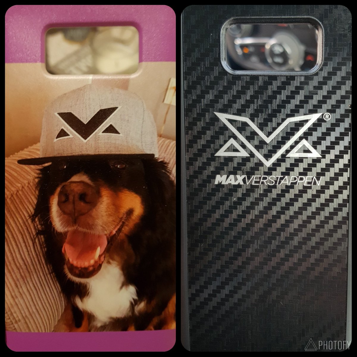 Serena073's tweet photo. Love my new covers 😍 #GoMax #S8 #Samsung #BoMax @Max33Verstappen #bernesemountaindog #dog #F1 #cover #MV https://t.co/LUzS7iGopU