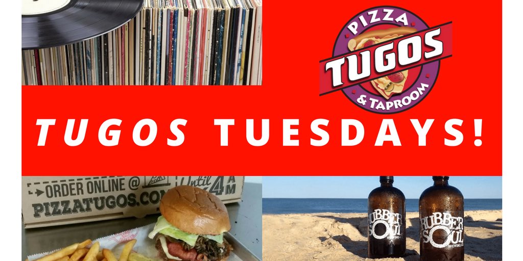 PizzaTugos's tweet photo. Starts at 5pm! Triple the fun! Rubber Soul Brewing Pint Night (you keep the glass) - Bring Your Own Vinyl Night (good music = good times) - Half Price Burger Night (dine in deliciousness)!!! Tuesdays are always a great time Pizza Tugos in West O!!! https://t.co/lZfHezmzxV