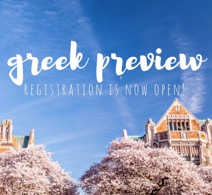 hey #NewHuskies2018 — Greek Preview Registration is now LIVE! 🌸 register online and come learn more about UW’s unique Greek Experience (LINK IN BIO)! #GoDawgs and #GoGreek !! 💛💜