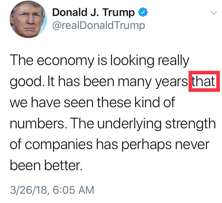 On the morning of 3/26,  @realDonaldTrump sent a tweet at 7:05 AM EST with a mistake in it. The mistake was "that" and it should have been "since." 11 minutes later at 7:16 AM EST, JA sent a tweet with a quote that read "Since October of last year,....."  #QAnon  #GreatAwakening