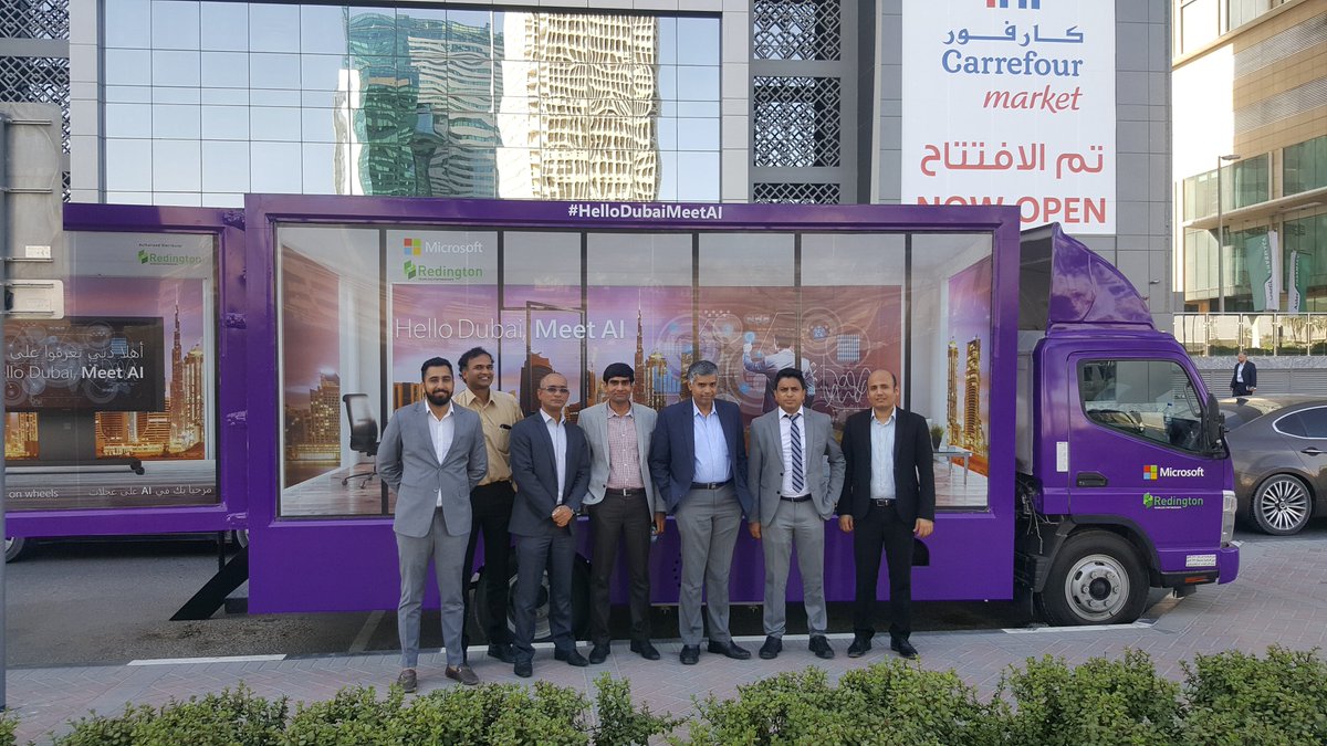 RedingtonValue's tweet photo. The @Microsoft​ #HelloDubaiMeetAI is in town &amp; visited @RedingtonValue​; bringing you the cutting edge of #artificial #intelligence #solutions to your doorstep.
.
To join the #ride register: https://t.co/qpqylC12vA
.
#event #technology #tech #Azure #Business #security #AI #IoT https://t.co/yqp4TVCLto