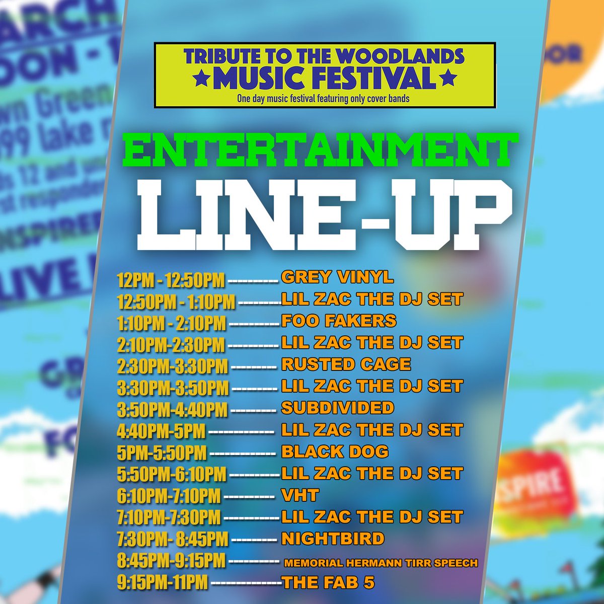 TXFEST's tweet image. 🎶Is you like music, there is no better place to be on Saturday than the Inaugural Tribute To The Woodlands Music Festival! Come rock out with us and bring the entire family👨‍👩‍👧‍👦
Inspireprod.com
#coverbands #musicfest #inspireprodutions