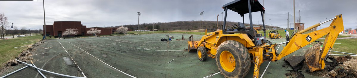 parkss12's tweet photo. @RCS_NC Maintenance team removing tennis courts @DMcMichaelHS today! Looking forward to FMP Tennis Courts @USTA_NC #Partnership #Mayodan https://t.co/Ywsjqft6IT