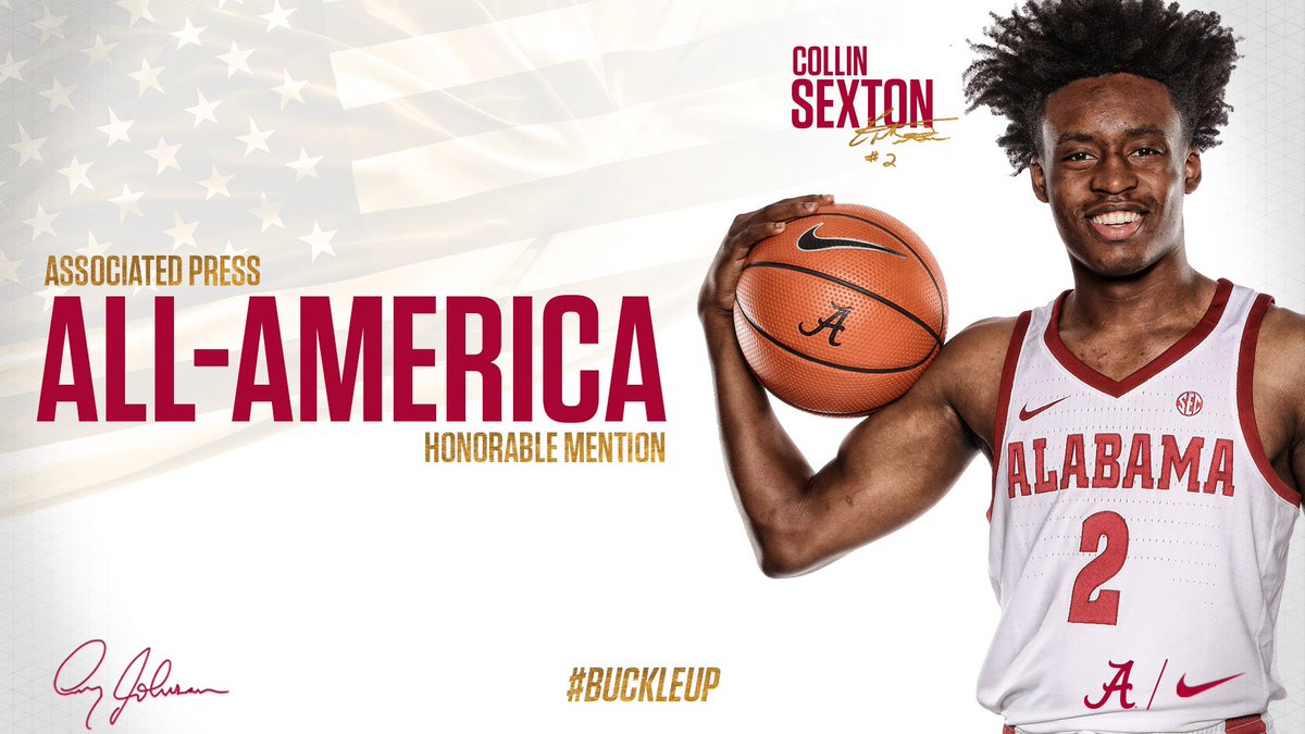 Collin Sexton becomes first #Alabama rookie to earn a spot on an AP All-America team (first, second, third or honorable mention) in program history. 

Full release here 👉🔗bit.ly/Bv1G2E

#RollTide
#BuckleUp