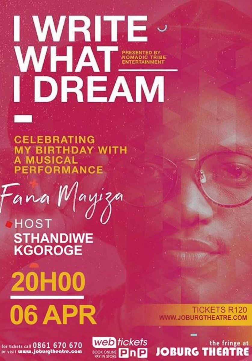 Join @Ntsikathesoil live @joburgtheatre on the 6th of April. Get ready for a night of great music 🎶🎹🎶🎹🎶 #IWriteWhatIDream