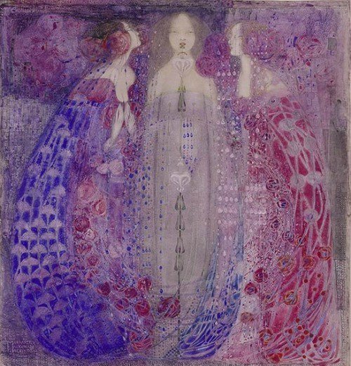 womensart1's tweet photo. Margaret Macdonald Mackintosh, The Three Perfumes, 1912, Glasgow School artist who was believed to have influenced Klimt #womensart https://t.co/zPErddrHMZ