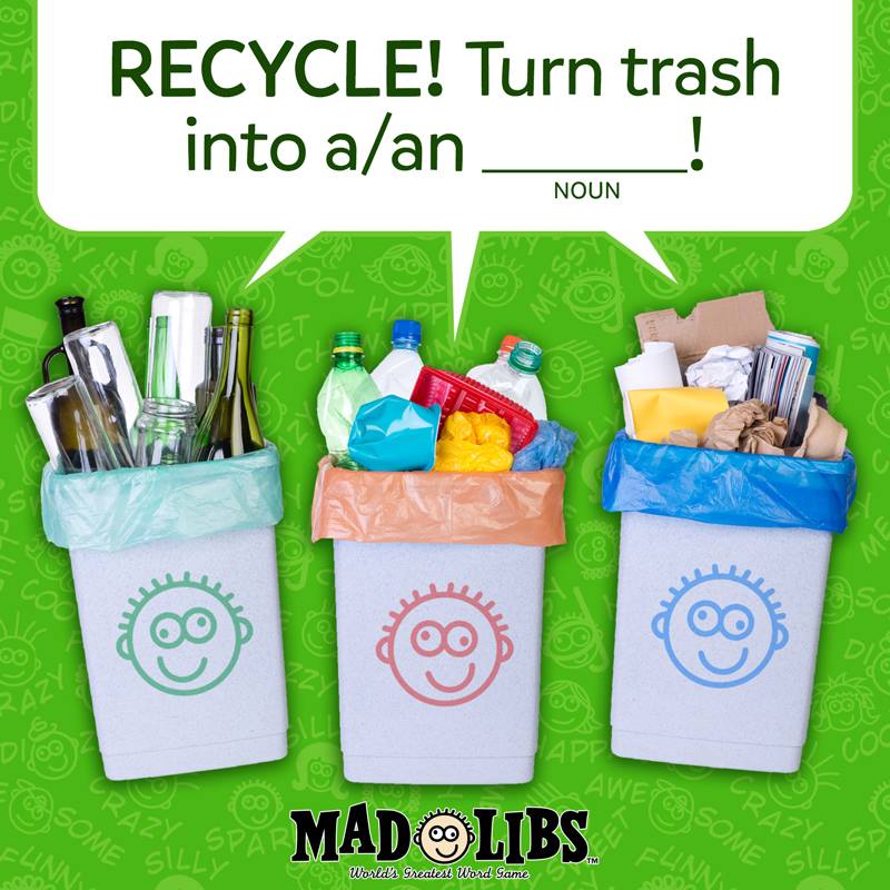 MadLibs's tweet photo. Happy #EarthDay! Remember to reduce, reuse, recycle...and check out our totally green paperless Mad Lib app: https://t.co/VVPDil8a5q https://t.co/7kFD46GeOe