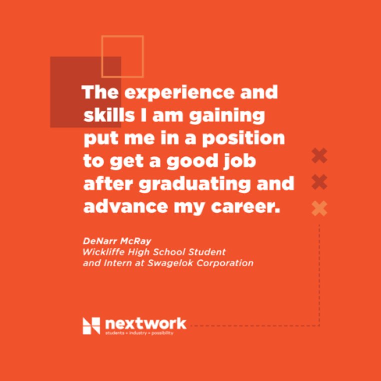 NextWorkNEO's tweet photo. #NextWorkNEO intern DeNarr on his experience working with the team at @Swagelok in Solon. https://t.co/6us2SFybIi