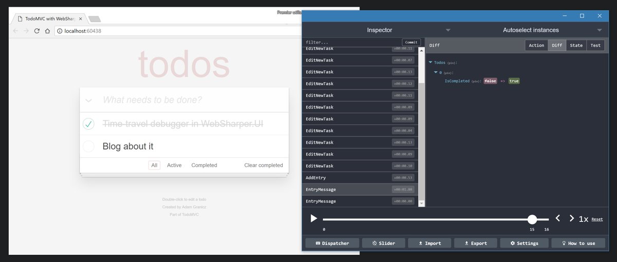 Tarmil_'s tweet image. Implementing time-travelling debugging with #RemoteDev in WebSharper UI #websharper #fsharp #aspnetcore