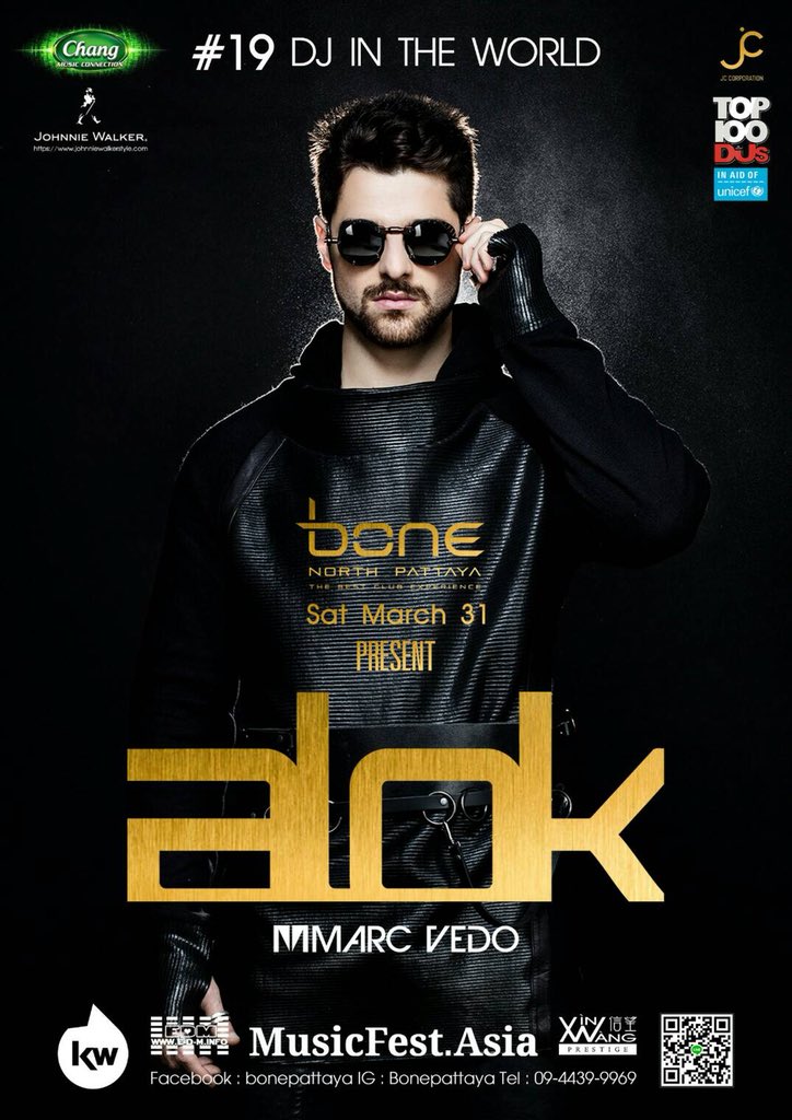 🔥 World Top 19 Ranked Superstar #DJ @ALOKoficial performs live! for the 1st time in #Thailand 🇹🇭 Saturday, March 31 #BonePattaya, don’t miss it! 🇧🇷 #ALOK #Pattaya #ThaiEDM #ThaiDanceMusic #bkk