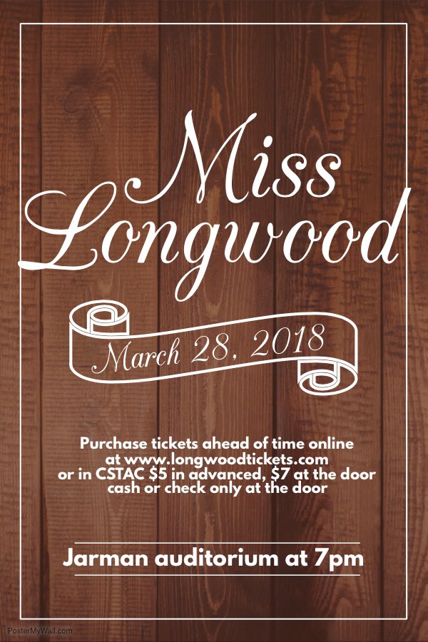 Come out to Miss Longwood tomorrow night in Jarman auditorium at 7pm! Tickets are $7 at the door, and all proceeds go to Prevent Child Abuse America❣️💚