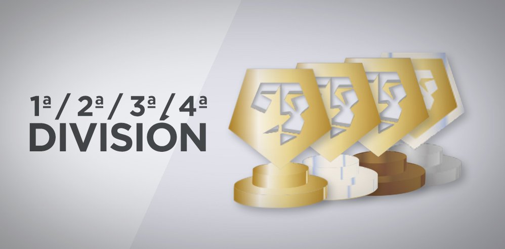 Presentamos nuevo formato de divisiones para las tres plataformas. Desaparecen sexta, séptima y octava división.

Información: goo.gl/8t7w2s