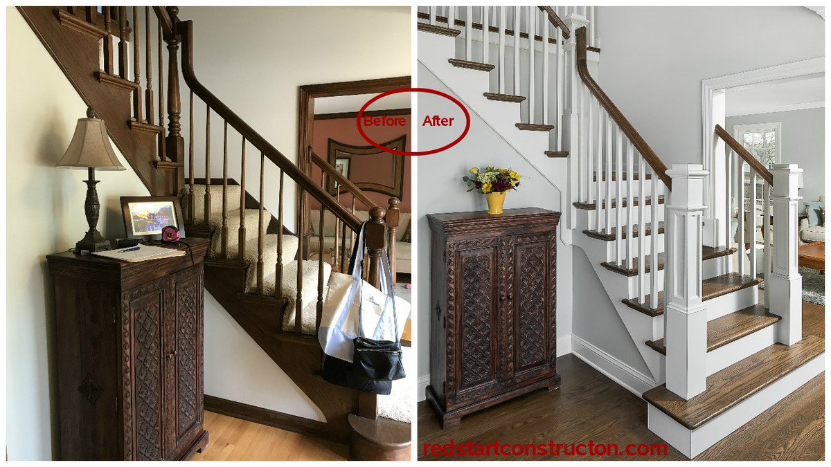 RedStart_Const's tweet photo. .Another beautiful #transformationtuesday with this recent #redstartremodel. 😊  What have you been looking to transform in your home? #designbuildlive #staircases #napervillebuilder https://t.co/q3KH55JyTc