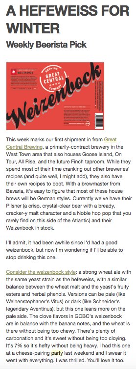 Flashback: Here's what Austin said when he first sampled Great Central's Weizenbock. Try it (&amp; 3 other beers) for yourself at Tasting Tuesday w/<a href="/GCBrewingCo/">Great Central Brewing Company</a> tonight from 5:30-8pm! facebook.com/events/2058326…