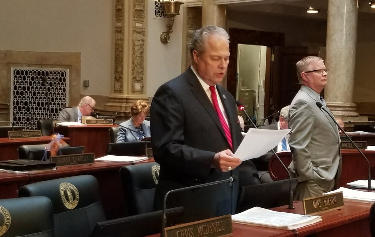 KYSenateGOP's tweet photo. .@mikewilson2018 now speaking on #HB252, relating to unemployment insurance - https://t.co/r03K4jW6JN #kyga18 https://t.co/r6fV46kPi5