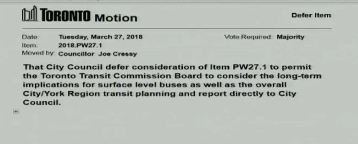 VisionZeroCA's tweet image. Given the complexity of the issues, &amp;amp; the fact that we'll be living with the consequences for generations, we need to be better informed about transit plans &amp;amp; implications before we rush into a #TransformYonge decision sez Cllr @joe_cressy.

His deferral motion carries, 20-15.