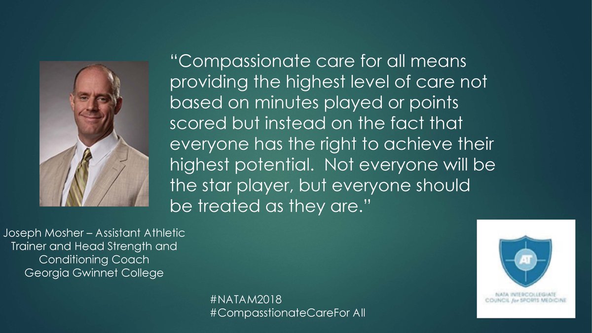 From another <a href="/NATA_ICSM/">NATA ICSM</a> member, Joe Mosher. He has a unique perspective as both athletic trainer and head strength and conditioning coach. #NATAM2017 #CompassionateCareForAll <a href="/NATA1950/">NATA</a>