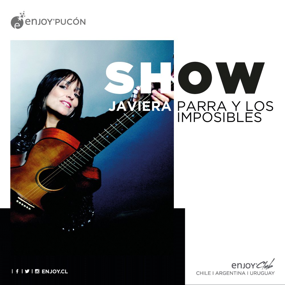 Fin de semana largo de excelentes panoramas en #EnjoyPucón! disfruta este sábado 31 la música de Javiera Parra y los Imposibles! 
La mejor entretención y música en vivo desde las 22 hrs, GRATIS con tu entrada a la sala de juegos!
