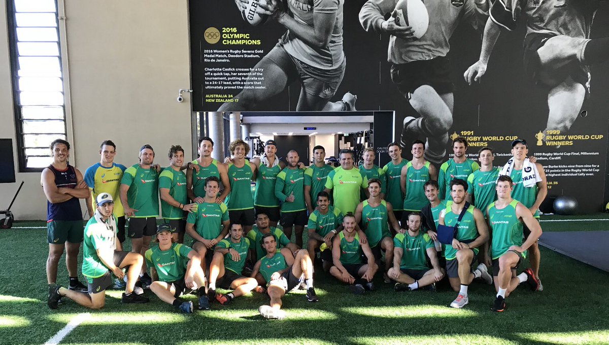 BoxingWorks's tweet photo. One of the final sessions with the Australian Rugby 7's before Hong Kong Tournament and the Com Games. The Team presented Larry with a signed Jersey and the players gave him one of the Gold medals they won at the Sydney tournament. Very humbling and a huge honour. https://t.co/90exAbcPKa