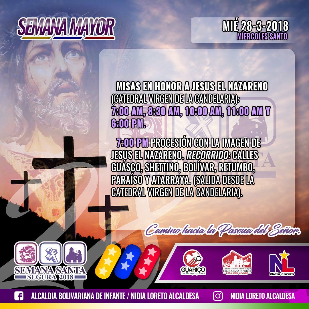 Actividades para mañana Miércoles Santo #SemanaSanta #ValleDeLaPascua