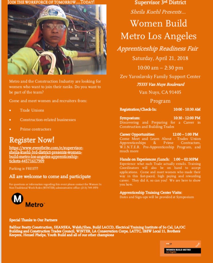 NawicLA's tweet photo. Calling all women interested in pursuing a construction career, join @metrolosangeles at their #WBMLA outreach event on 4/21. #notjustforboys https://t.co/xrWnZPCNwd