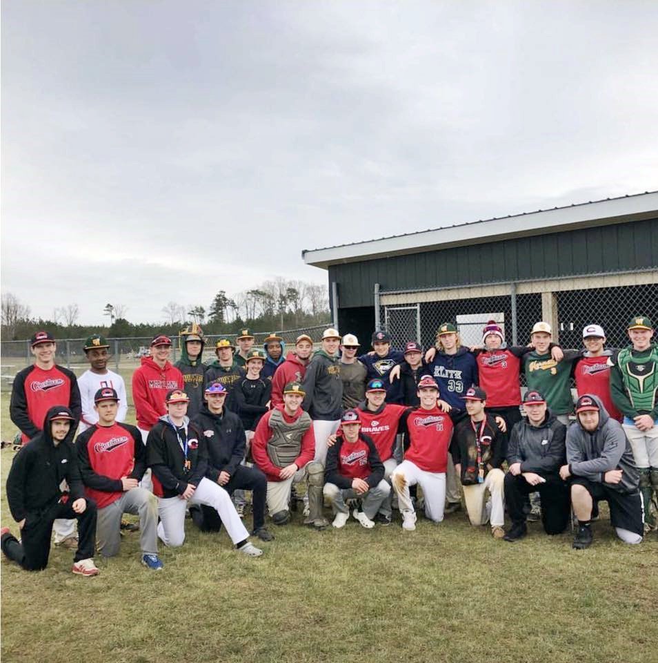 Our Chopticon Braves baseball team visited the Great Mills Hornets baseball team during practice to show their support.  Proud of both teams.  Thank you Mrs. Thompson for the photo.