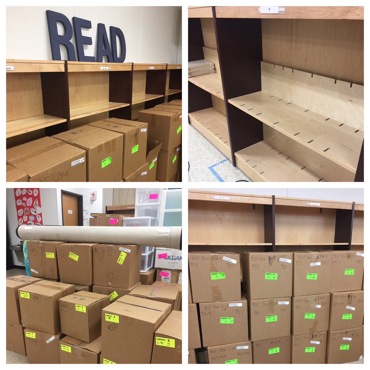 MESFTLibrary's tweet photo. Library in a Box, again!!! Thanks to all the students and teachers  that helped pack the Moyer Library. We are ready for the big move over Spring Break!  Excited for our 21st Century Library!!! https://t.co/kxAVe0NZo1