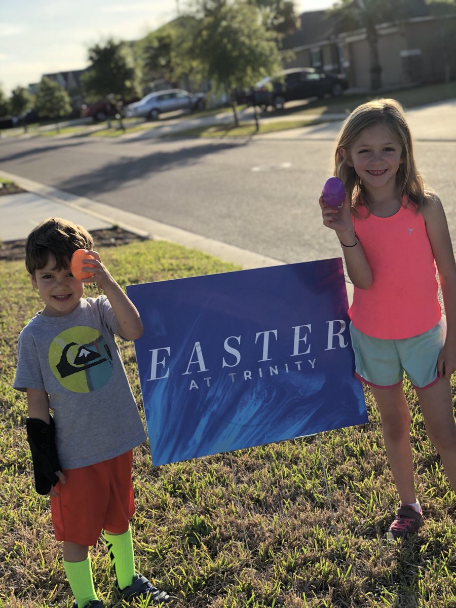 joshhevans1's tweet photo. Using their โEaster Egg Invitesโ from Trinity Kids on Sunday to invite their friends on our street to Easter at Trinity this weekend. #EasterAtTrinity https://t.co/CxRq8ie0b6