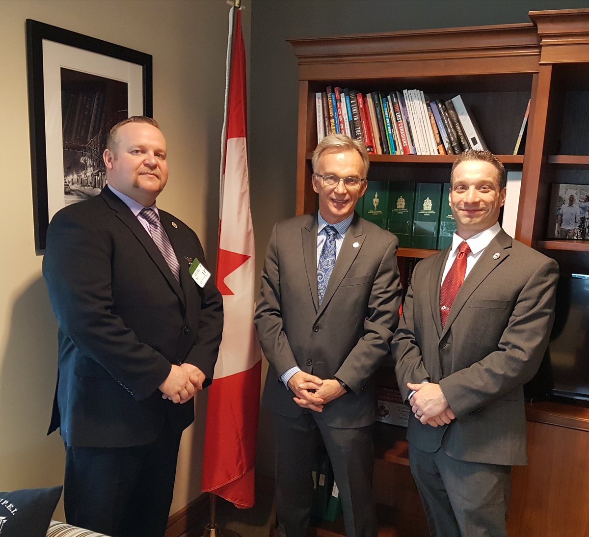 IAFF1576's tweet photo. Our Secretary Treasurer @DunsmoreGreg and @JoshuaMcKinnon2 from Riverview Professional Firefighters Association met with MP @SeanCaseyLPC. Thank you for making time to meet with us to discuss issues concerning firefighter safety. #iaffcdnleg https://t.co/00lmJ4HBXM