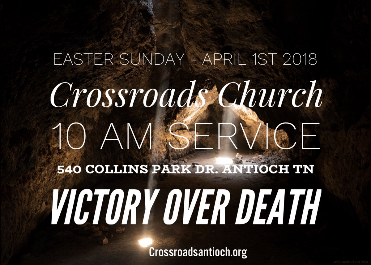 CRAntiochEvents's tweet photo. You’re invited to join us this Easter! If you’re in a place where you have some serious questions, we have some serious answers! 
#crantioch#crantiochevents #crossroadsantioch#antioch #church#tn#easter#service #victoryoverdeath#eastersunday#findtheanswer#sharegrowgo#livelovelead https://t.co/QYGMVAt3wn